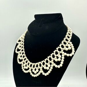 Vintage Faux Pearl Scalloped Adjustable Necklace